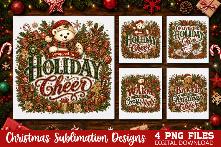 Christmas Holiday PNG, Holiday Cheer Sublimation, Christmas example image 1
