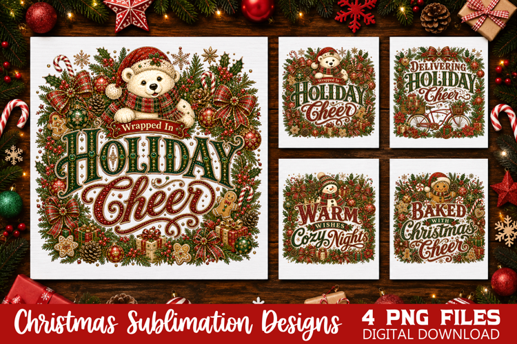 Christmas Holiday PNG, Holiday Cheer Sublimation, Christmas