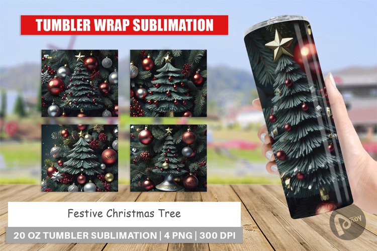 Tumbler Wrap Festive Christmas Tree