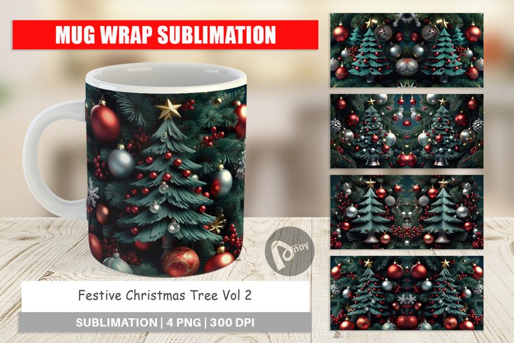 Mug Wrap Design Festive Christmas Tree