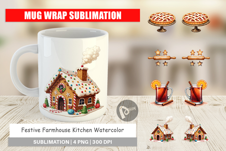 Festive Farmhouse Kitchen Mug Wrap