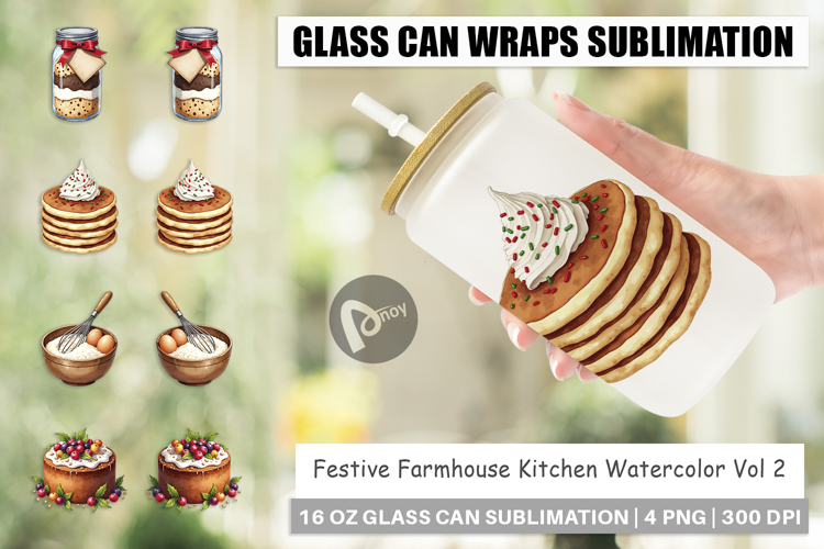 Festive Farmhouse Kitchen Glass Can