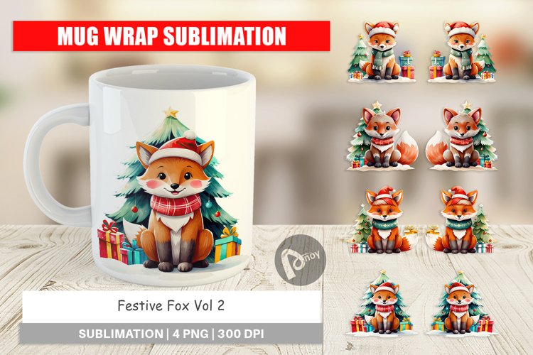 Mug Wrap Design Festive Fox