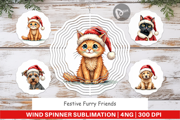 Festive Furry Friends Wind Spinner