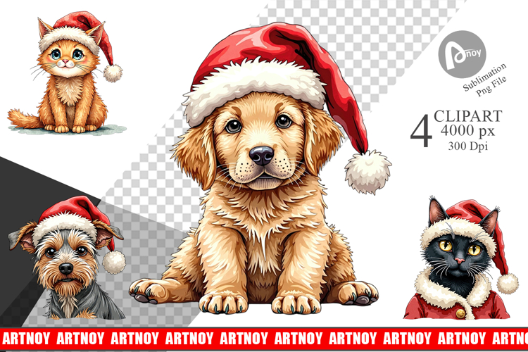 Festive Furry Friends Clipart
