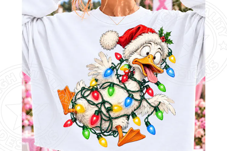 Festive Goose Christmas Lights Sublimation