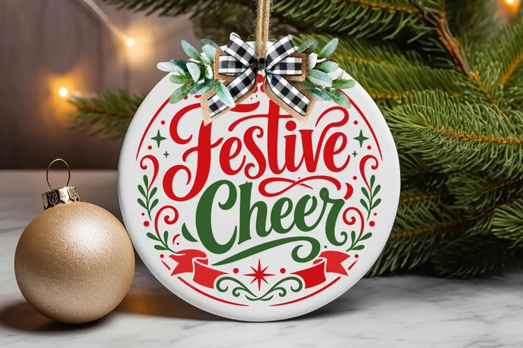 Festive Greetings Christmas Sign Svg example image 1