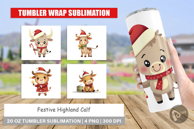Tumbler Festive Highland Calf example image 1