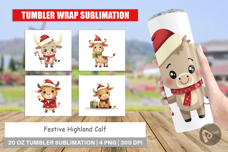 Tumbler Festive Highland Calf