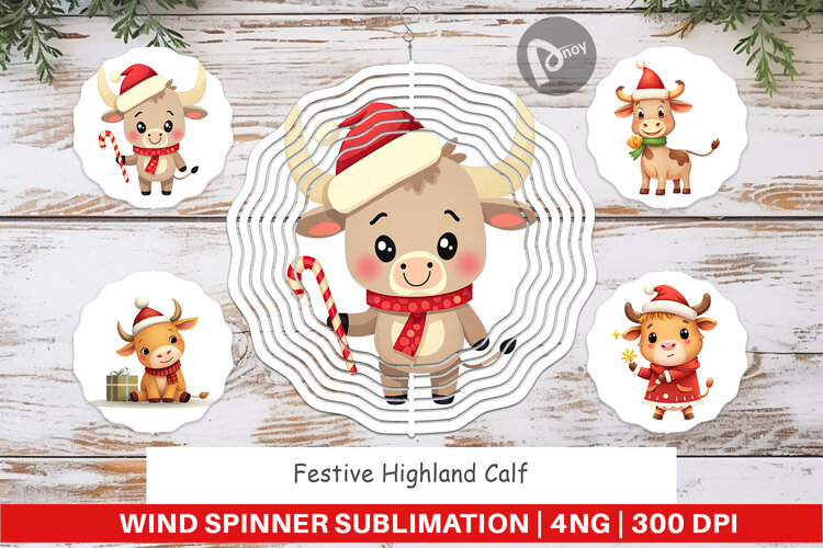 Wind Spinner Festive Highland Calf example image 1