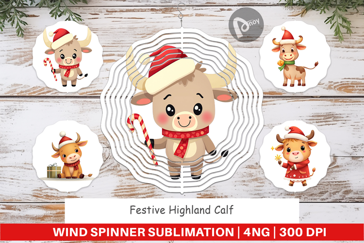 Wind Spinner Festive Highland Calf