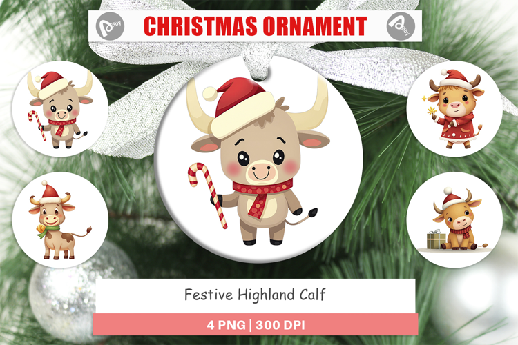 Ornament Festive Highland Calf