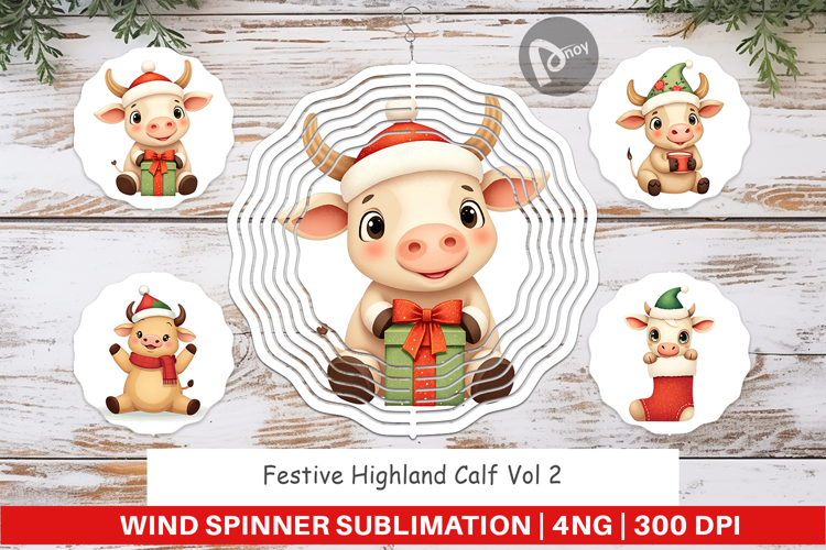 Wind Spinner Festive Highland Calf