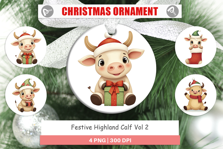 Ornament Festive Highland Calf