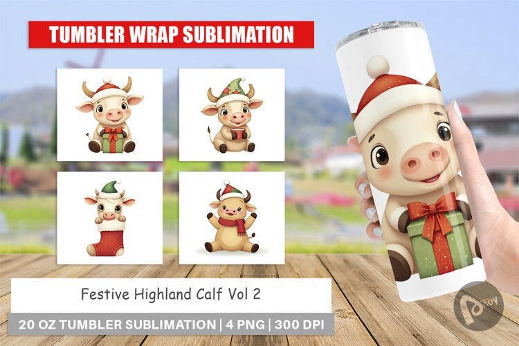 Tumbler Festive Highland Calf example image 1