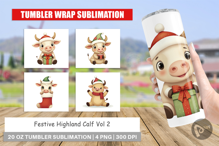 Tumbler Festive Highland Calf