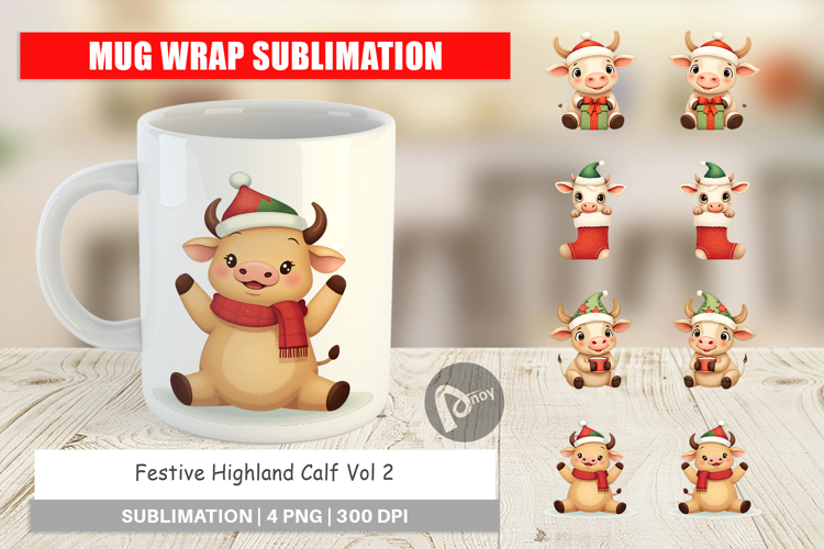Mug Wrap Festive Highland Calf