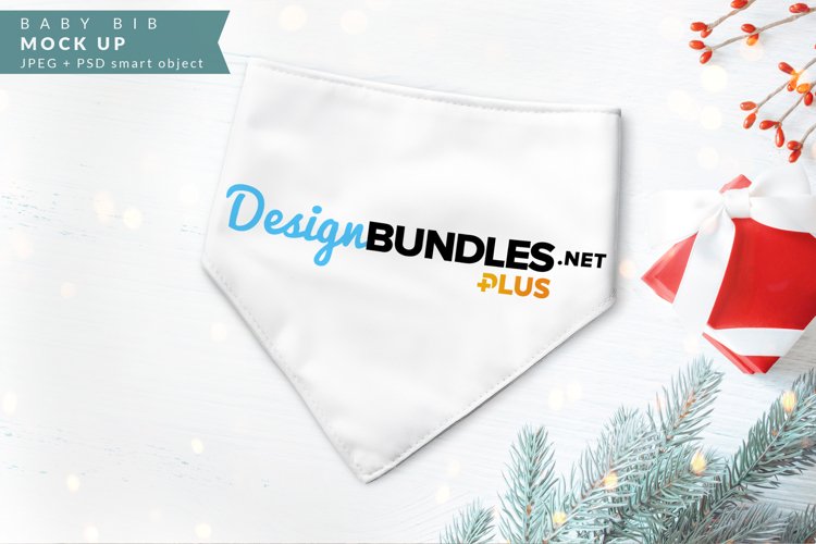 Festive Holiday Mock up of Baby Bib