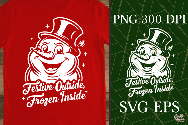 Festive Outside Frozen Snowman Christmas SVG PNG