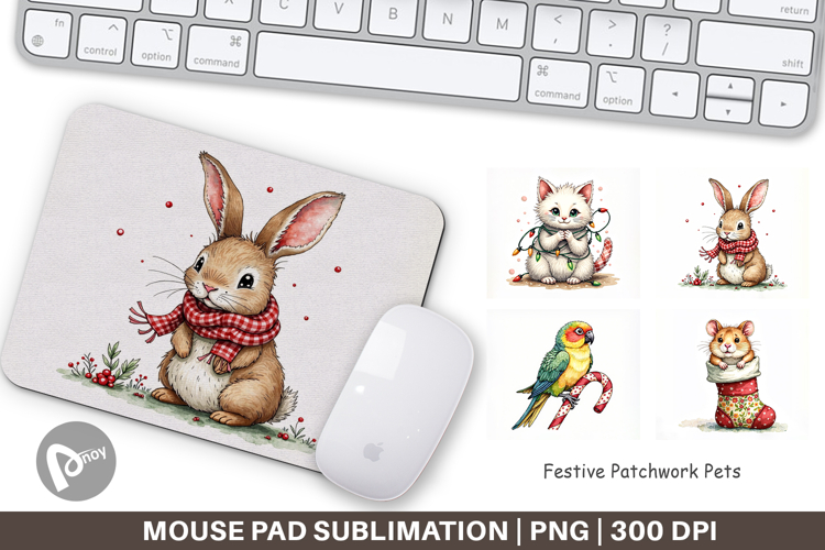 Festive Patchwork Pets Mouse Pad