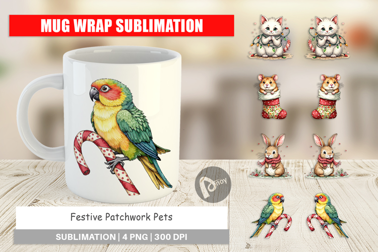 Festive Patchwork Pets Mug Wrap