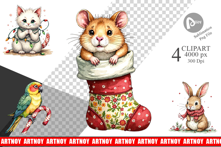 Festive Patchwork Pets Clipart
