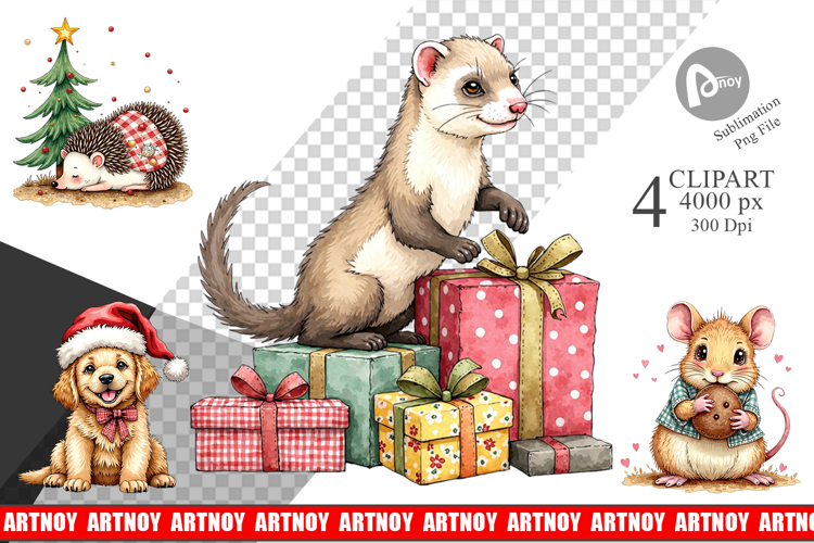 Festive Patchwork Pets Clipart