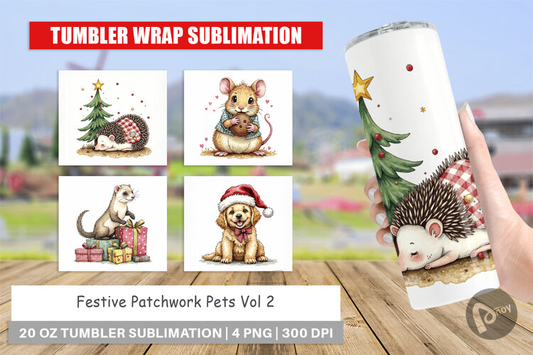 Festive Patchwork Pets Tumbler example image 1