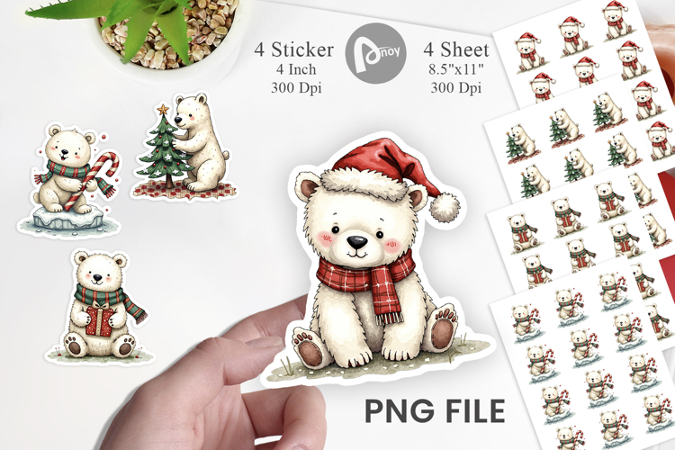 Christmas polar bear clipart Image 2
