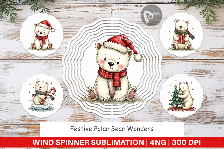Christmas polar bear clipart Image 6
