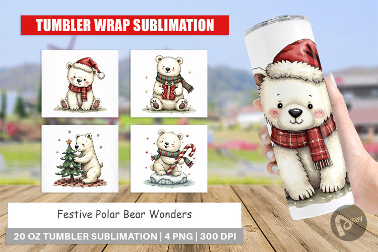 Christmas polar bear clipart Image 8