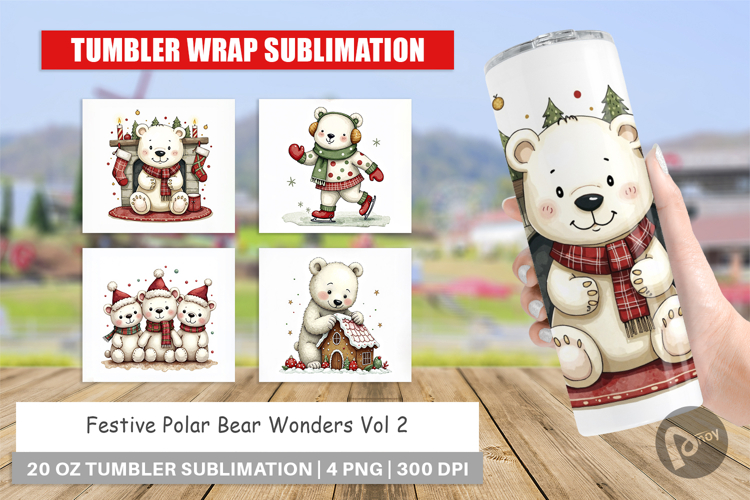 Christmas polar bear clipart Image 7