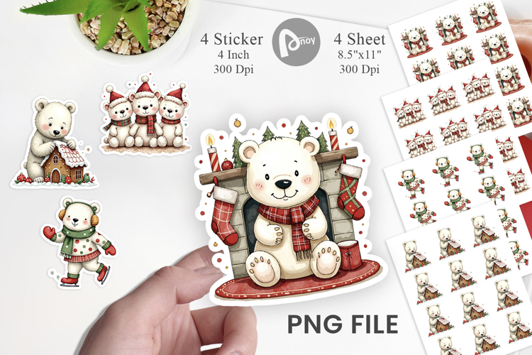 Christmas polar bear clipart