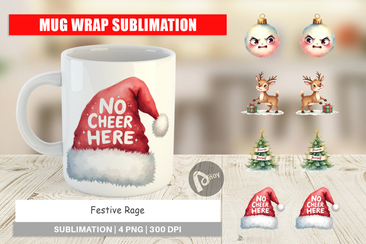Mug Wrap Watercolor Festive Rage