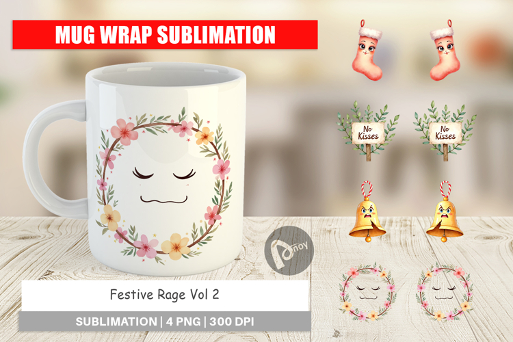 Mug Wrap Watercolor Festive Rage