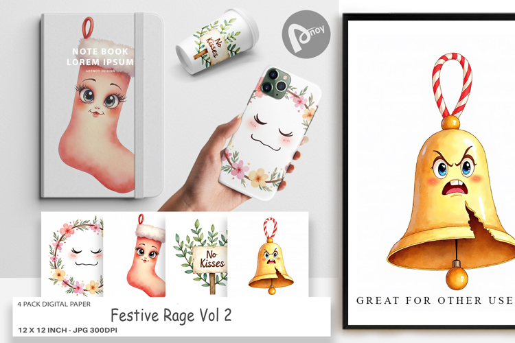 Digital Paper Watercolor Festive Rage example image 1