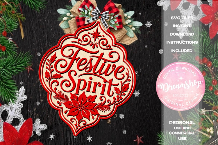 Festive Spirit Christmas Ornament SVG
