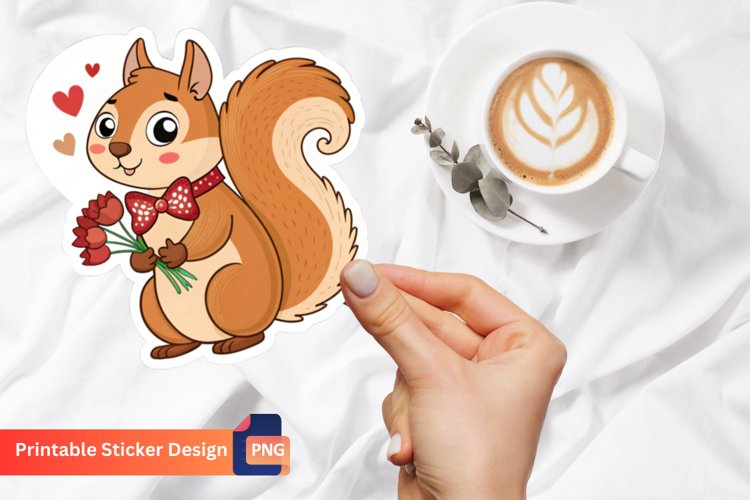 Festive Squirrel In Valentines Day Sticker, Animal Sticker
