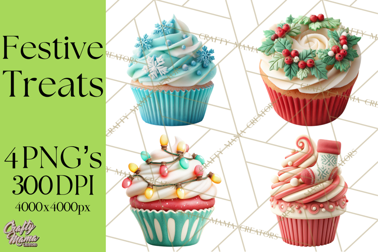 Christmas Cupcake PNG Clipart, Holiday Cupcake Dessert Png