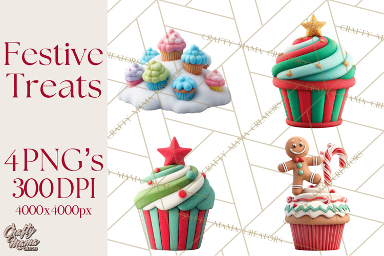 Christmas Cupcakes Clipart, Holiday Cupcake Clip Art