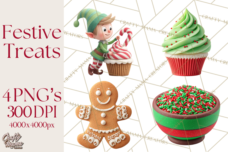 Christmas Cupcakes Clipart, Holiday Cupcake Clip Art