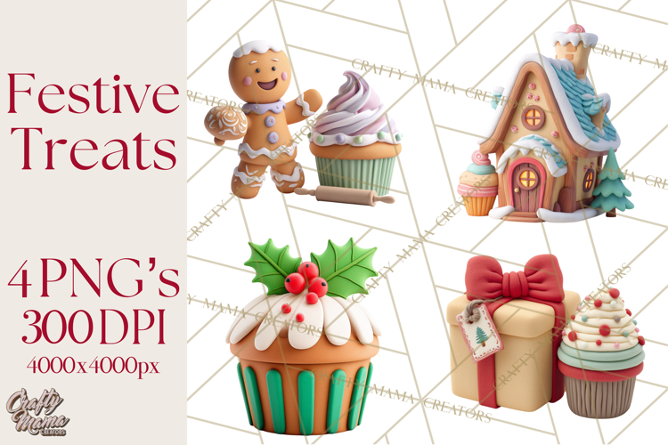Christmas Cupcakes Clipart, Holiday Cupcake Clip Art