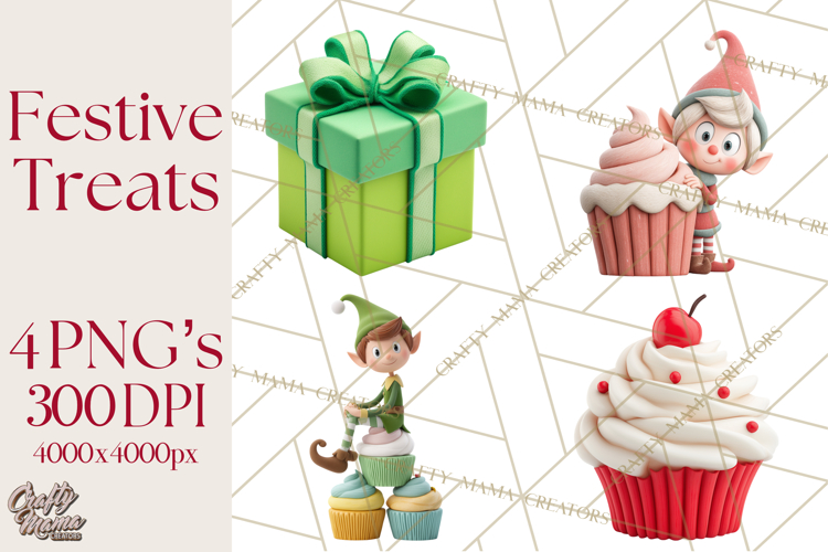 Christmas Cupcakes Clipart, Holiday Cupcake Clip Art
