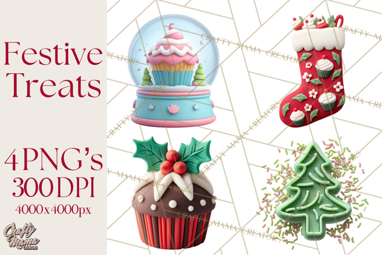 Christmas Cupcakes Clipart, Holiday Cupcake Clip Art
