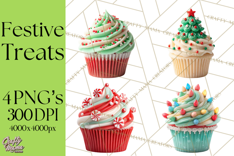 Christmas Cupcake PNG Clipart, Holiday Cupcake Dessert Png