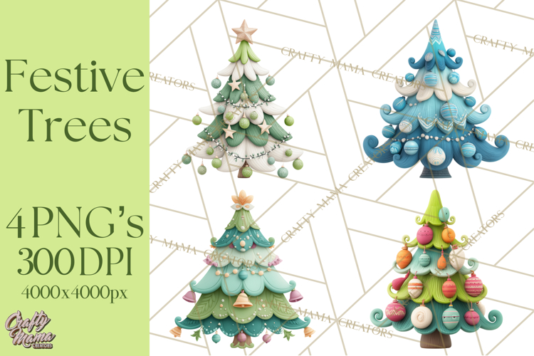 Textured Clay Christmas Tree Clipart PNG, Holiday Clipart