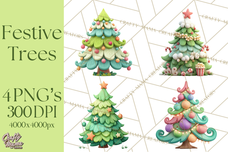 Textured Clay Christmas Tree Clipart PNG, Holiday Clipart