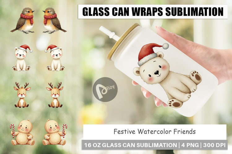 Festive Friends Glass Can