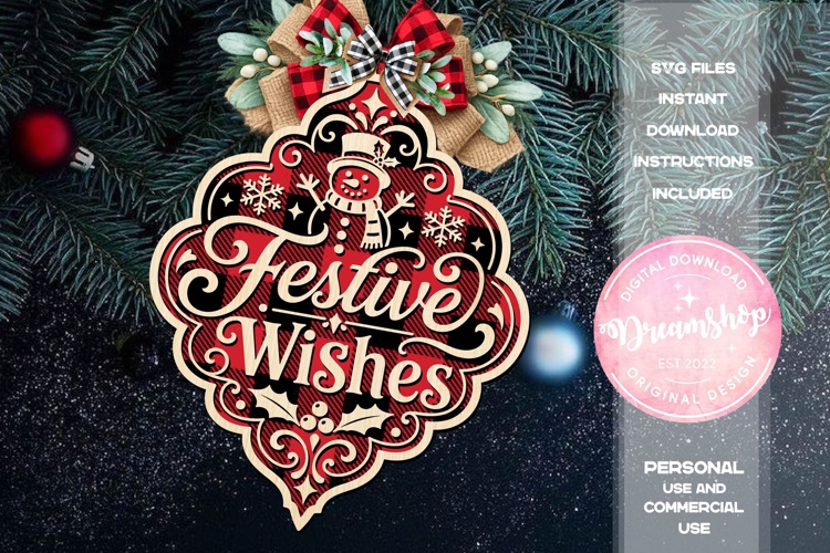 Festive Wishes Arabesque Ornament SVG