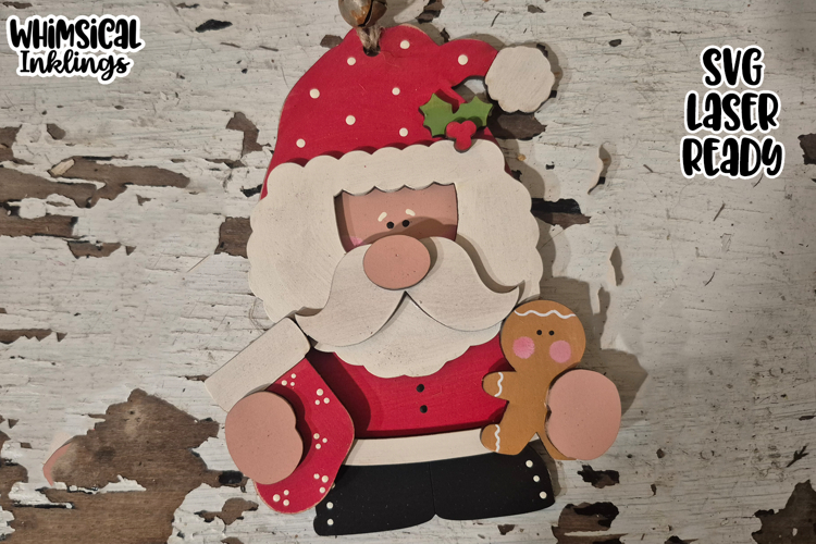 Festive Little Santa Ornament Laser SVG